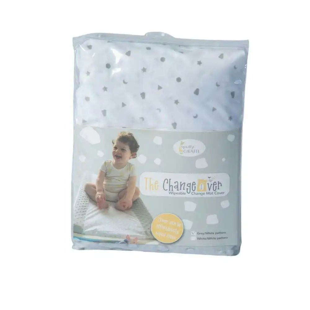 Spotty Giraffe The ChangeOver Baby/Infant Portable Change Pad Cover Grey Trim