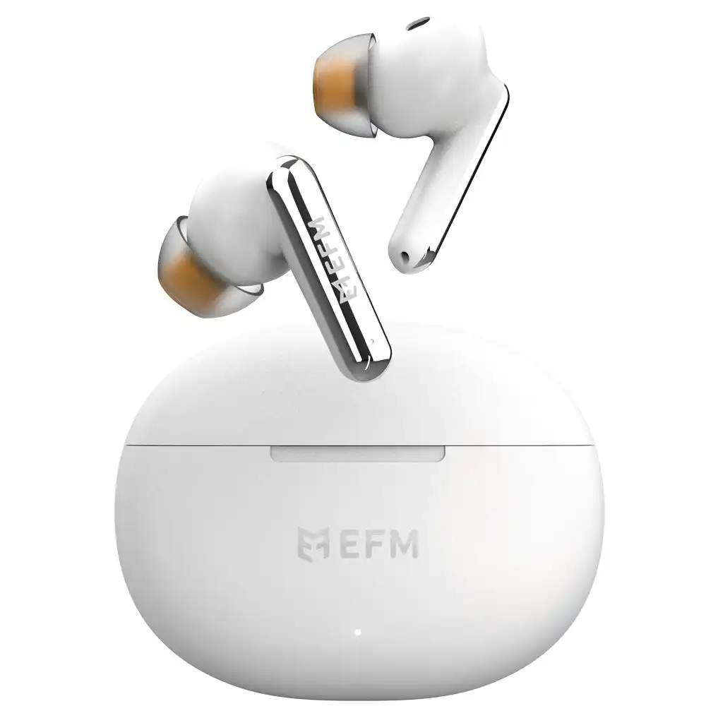 EFM Boston TWS In-Ear Bluetooth Earbuds/Earphones w/ Wireless Charging Case WHT