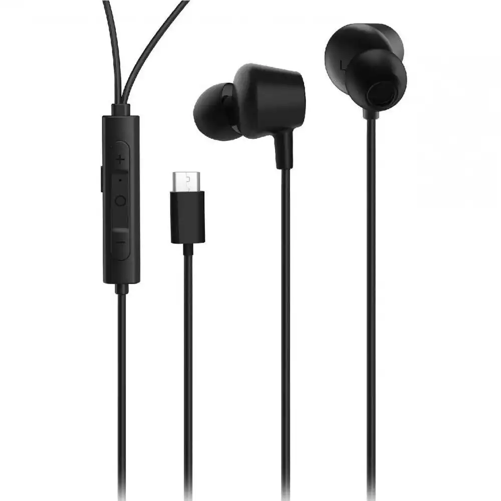 Laser Wired In-Ear ANC USB-C Earphones w/ Mic For Phone/Tablet/Laptop Black 1.2m