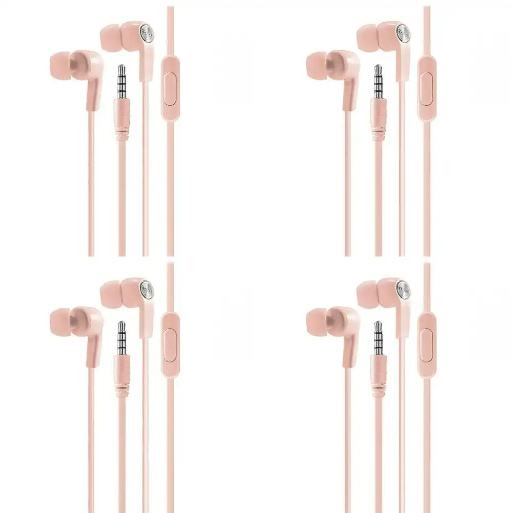 4x Laser 3.5mm AUX Wired 1.2m In-Ear Earphones w/Microphone For Smartphones Rose