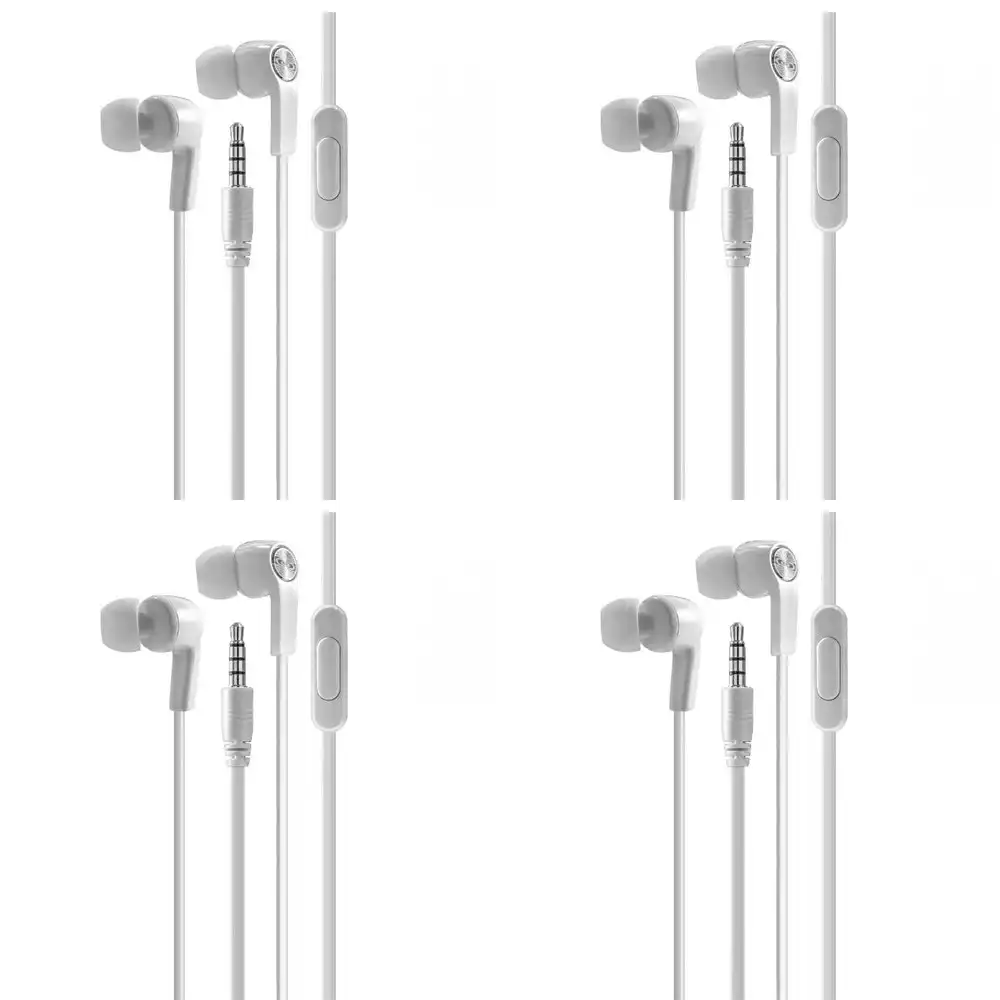 4x Laser 3.5mm AUX Wired 1.2m In-Ear Earphones w/ Microphone For Smartphones WHT