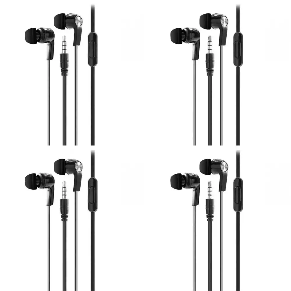 4x Laser 3.5mm AUX Wired 1.2m In-Ear Earphones w/ Microphone For Smartphones BLK