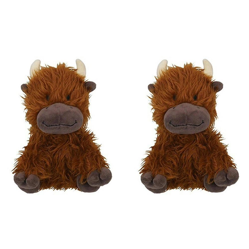 2x Rosewood Tough Rope Core Cow Plush Pet Dog Outdoor Chew Bite Fetch Toy Brown