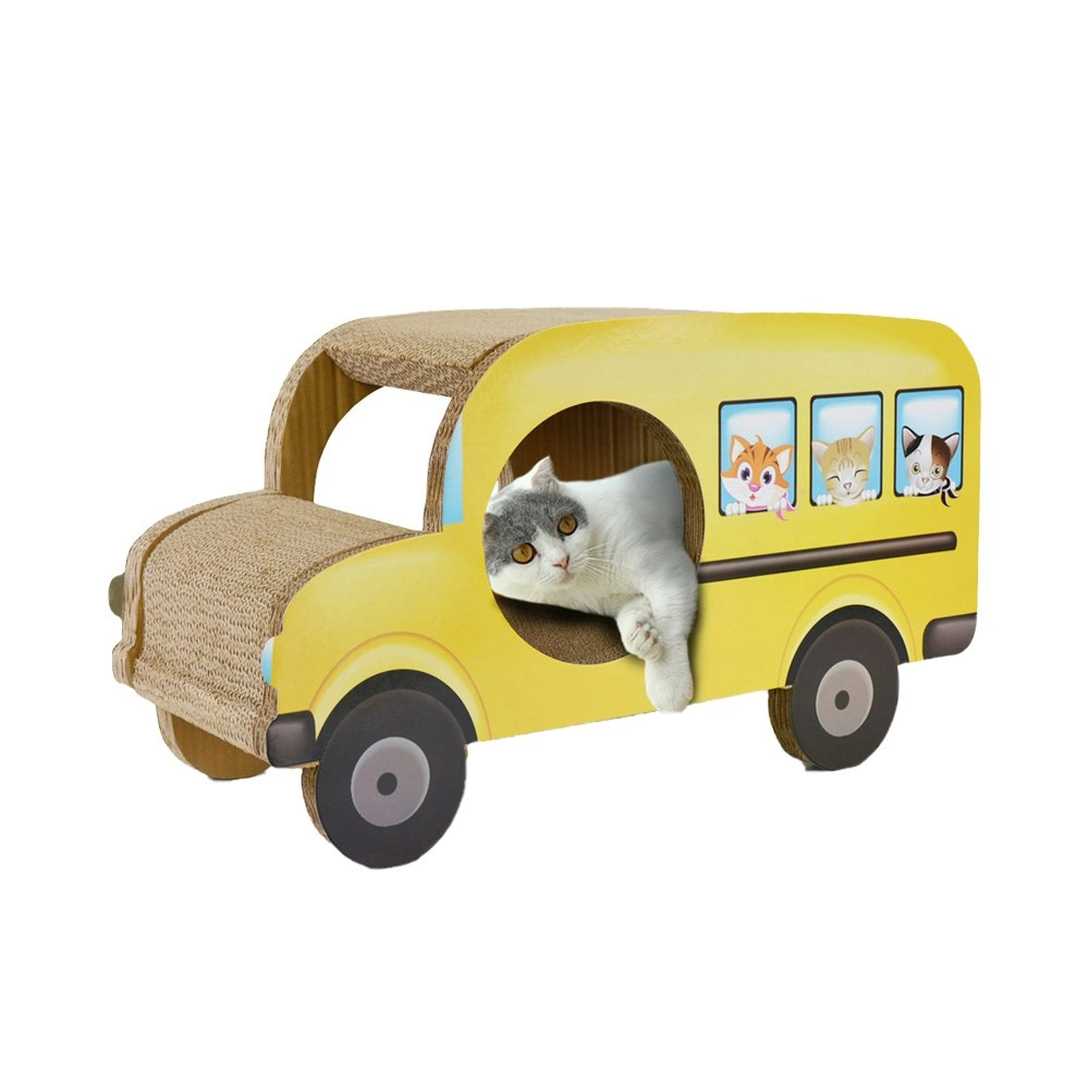 Zodiac Pet Cat 61x35cm Scratcher Toy Play Scratching Furniture House Yellow Bus