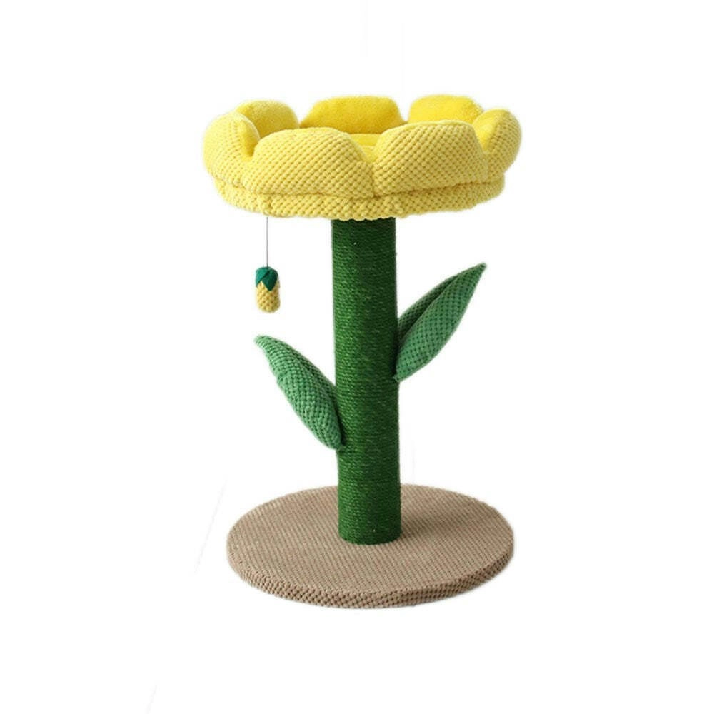 Catio Yellow Camelia Flower Cat Pet Scratching Tree Furniture Scratcher Post