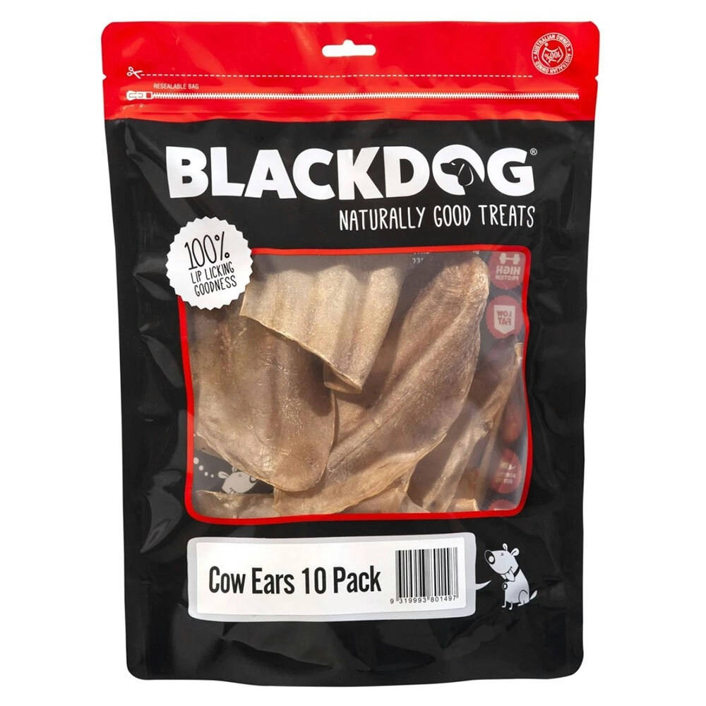 10pc Blackdog Naturally Good Pet/Dog Cow Ears Healthy Treats/Food/Reward