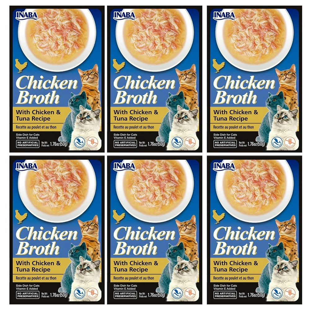 6PK INABA 50g Chicken Broth & Tuna Natural Flavour Cat/Kitten Pet Food/Meal Pack