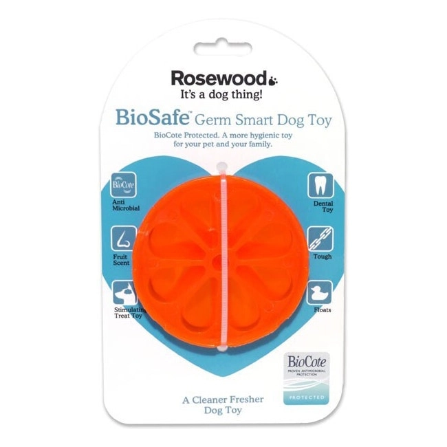 Rosewood BioSafe Germ Smart Orange Fruit Dog Pet Interactive Dental Chew Toy