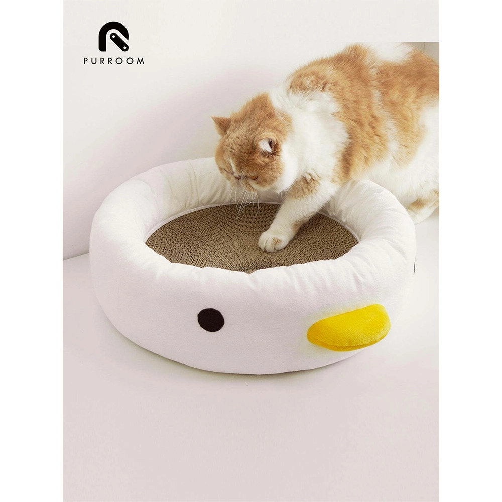 Purroom 50cm Cotton Round Four Season Pet Cat Bed Sleeping Cushion Chick White