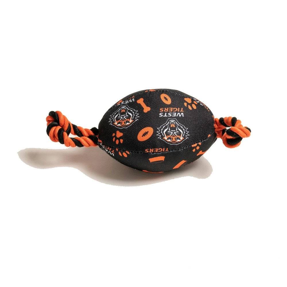 The Stubby Club Wests Tigers NRL Themed Durable Dog/Cat Pet Play Chew Toy