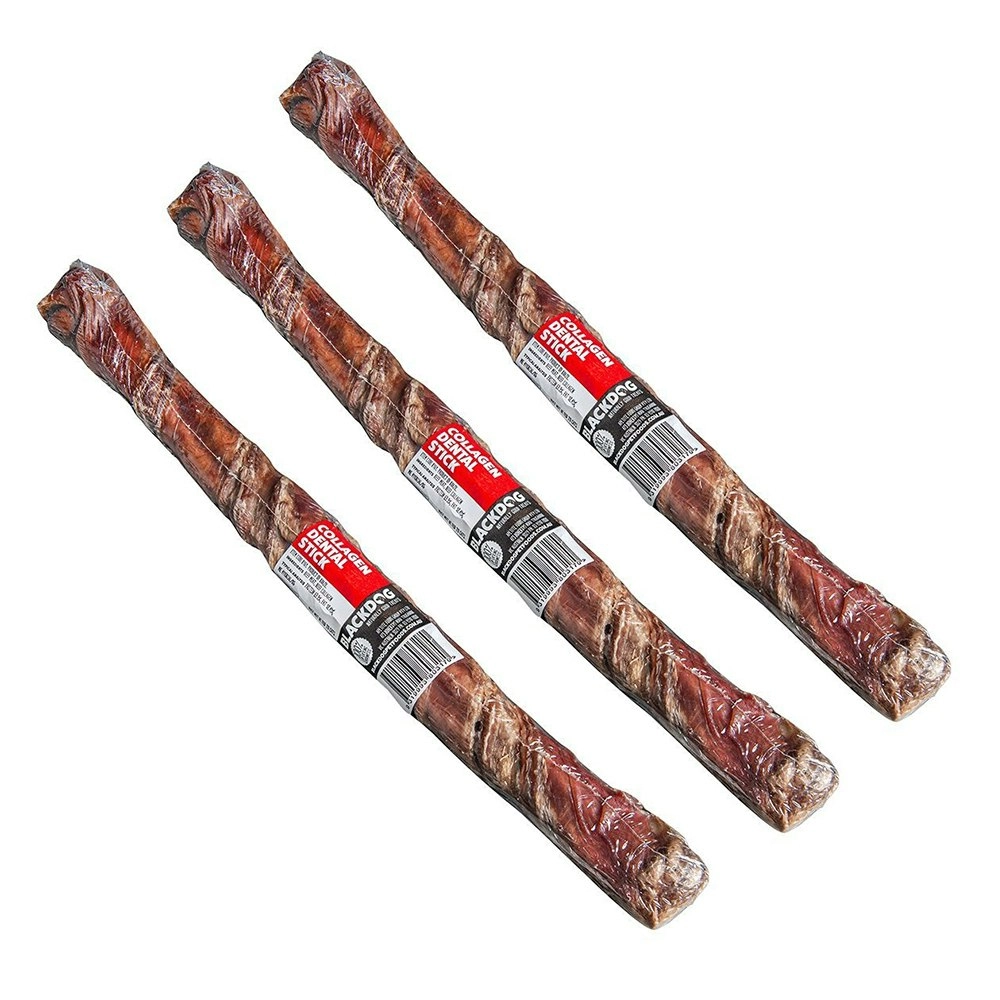 3x Blackdog 28cm High Protien Beef Collagen Dental Stick Dog/Pet Healthy Treat