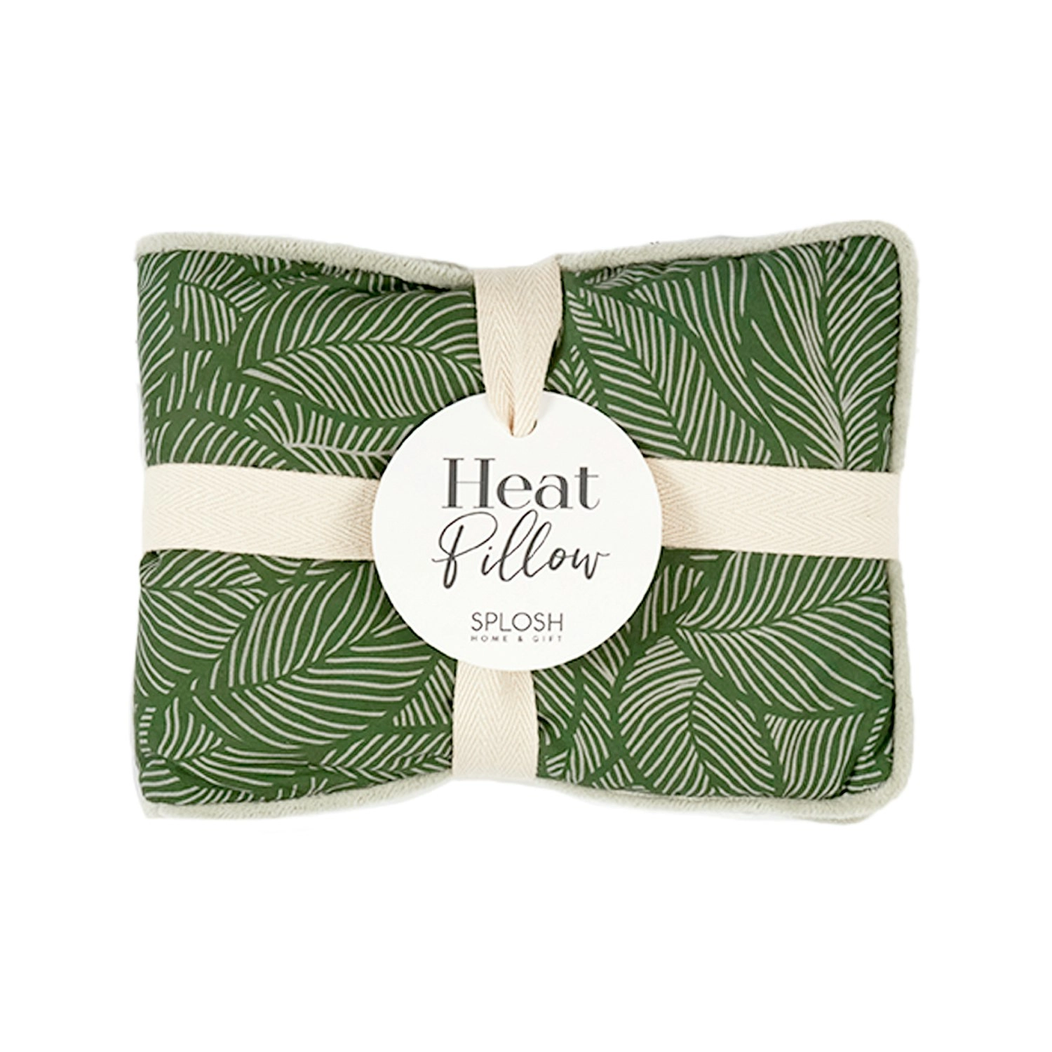 Splosh Wellness Leaf Heat Pillow Hot/Cold Velvet Pack Rectangle Green 40x15cm