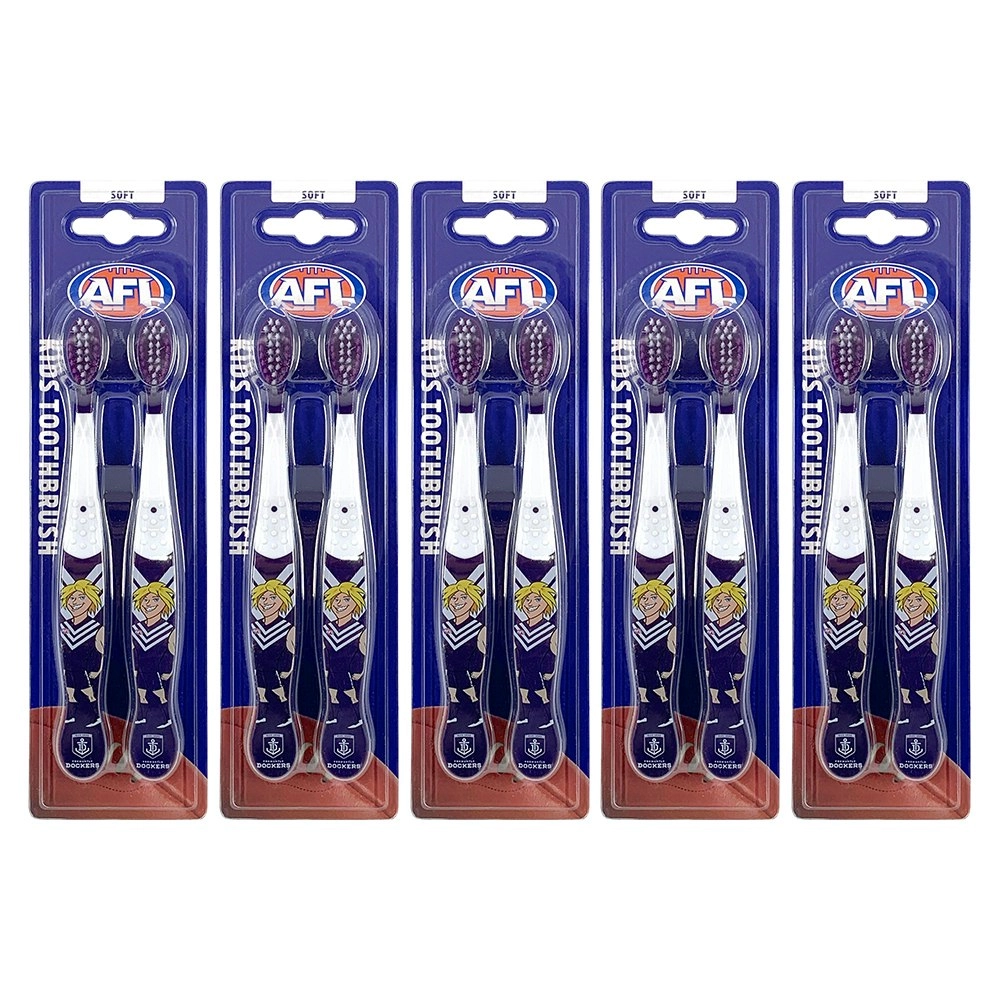 10pc AFL Mascot Kids/Children Soft Bristles Toothbrush Fremantle Dockers 3y+