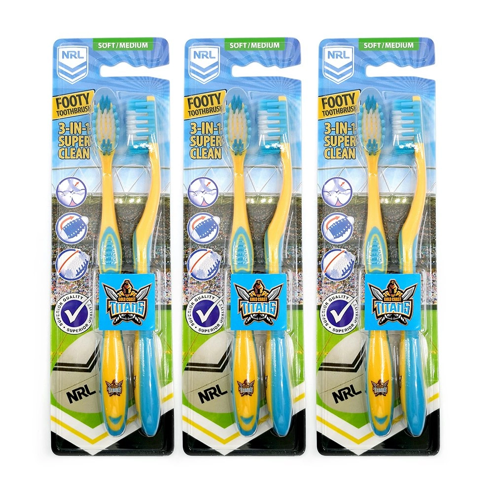 6pc NRL Gold Coast Titans Soft/Medium Toothbrush Kids/Adults Oral Care 6y+