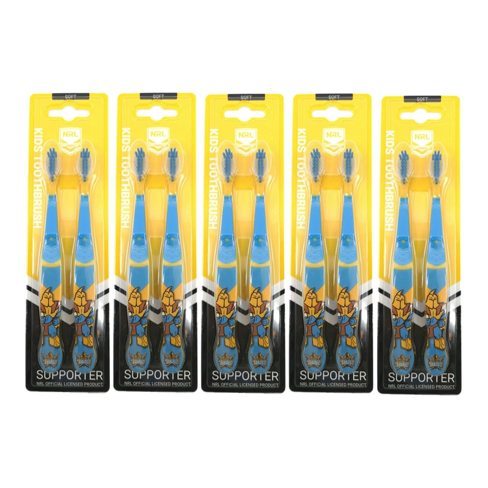 10pc NRL Mascot Gold Coast Titans  Kids/Toddler Soft Bristles Toothbrush 3y+