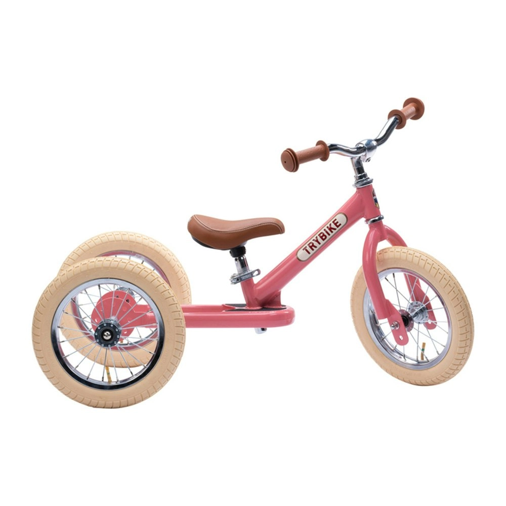 Trybike Pink Vintage 3-Wheel 86cm Balance Bike/Bicycle Kids/Toddler Ride On 18m+