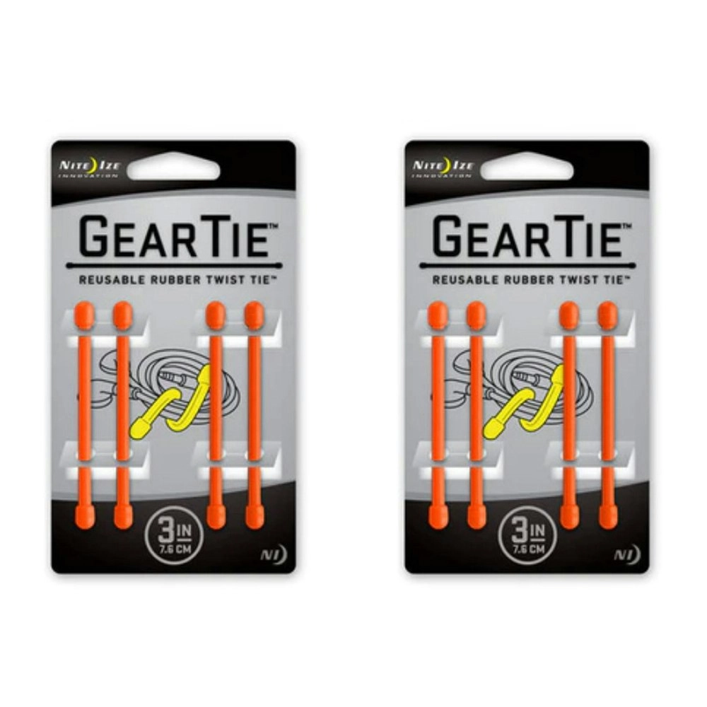 8pc Nite Ize 3in Rubber Gear Tie Blaze Reusable Wire Twist Organiser Orange