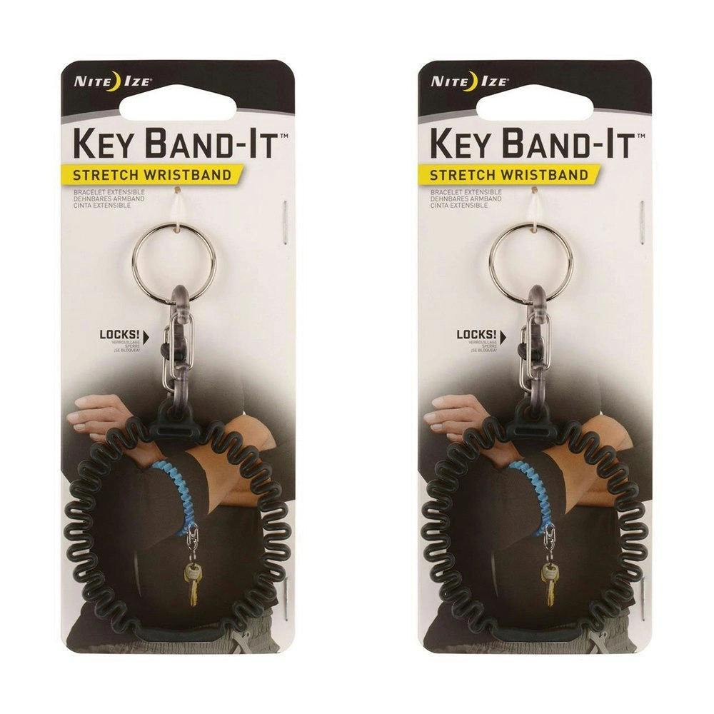 2x Nite Ize Key Band-It Stretch Wristband Keyholder w/ S-Biner Smoke 6.5cm