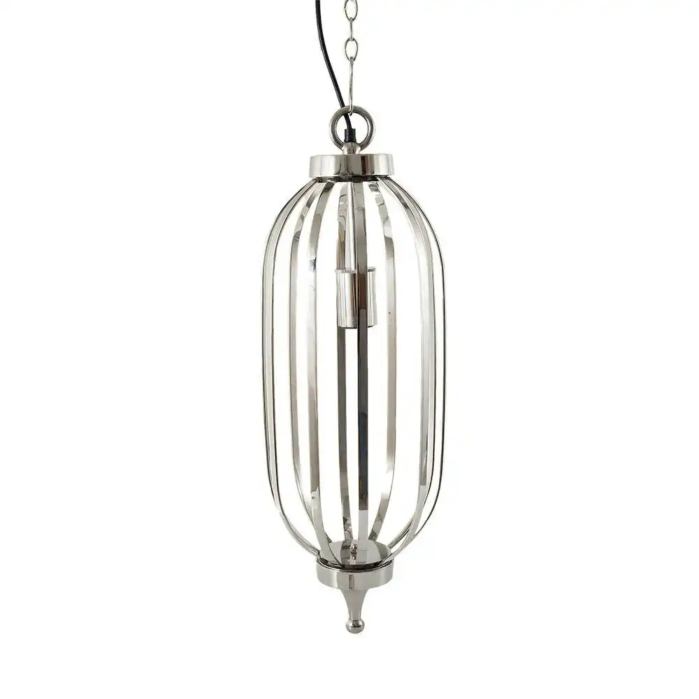 Belle Cotton House Steel Ceiling Pendant Light 66cm Hanging Room Lamp Nickel