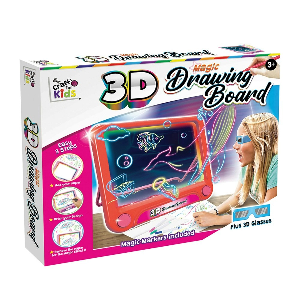 Craft for Kids 3D Drawing Board w/ Markers & Eyeglasses Art Toy Children 3+