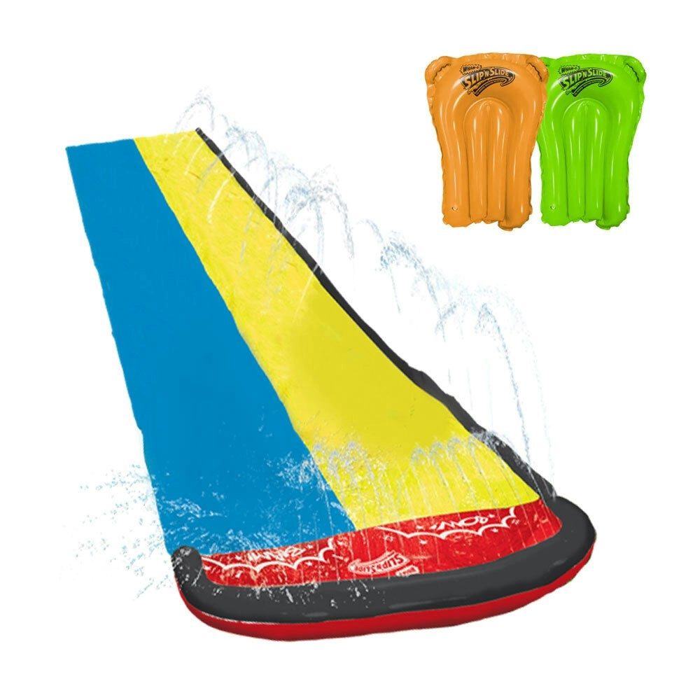 Wham-O 16ft Wave Rider Double Sliding Lane Backyard Water Slide Kids Toy 5-12y