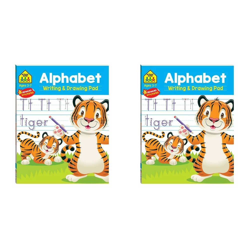 2x School Zone Alphabet Writing and Drawing Exersise Pad Kids Activity 3y+