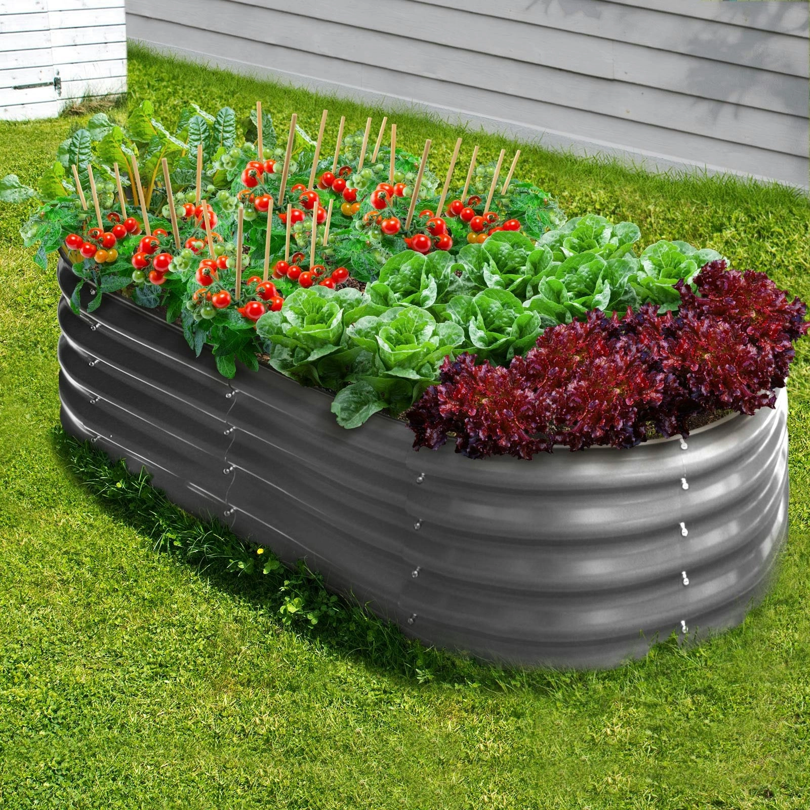 Livsip Garden Bed Galvanised Raised Steel Vegetable Planter 160X80X42CM