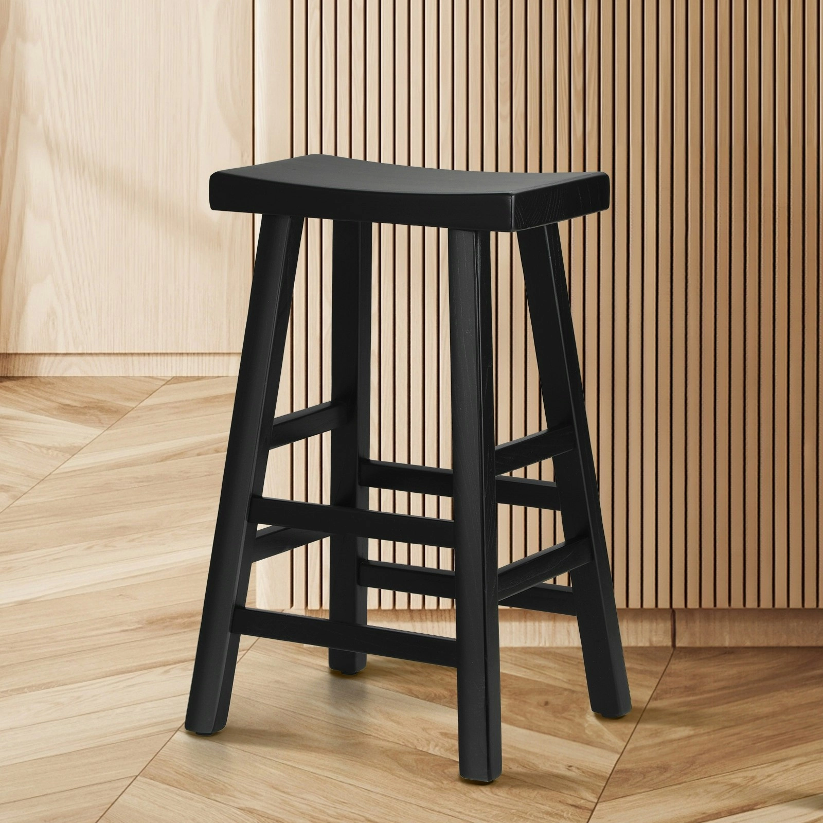 Oikiture Bar Stools Kitchen Stool Wooden Counter Chairs Barstools Black