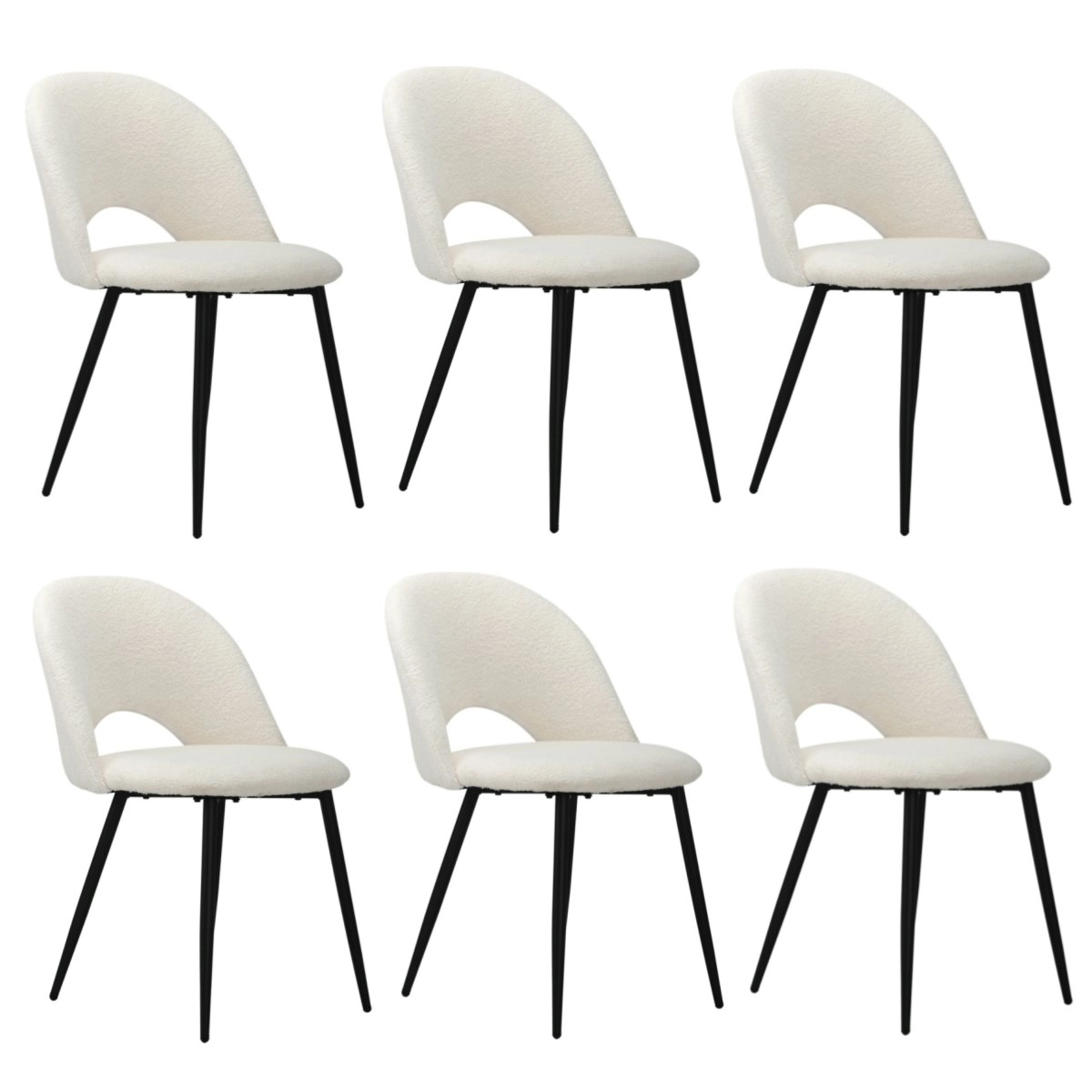 Oikiture 6PCS Dining Chairs Accent Chair Armchair Sherpa White