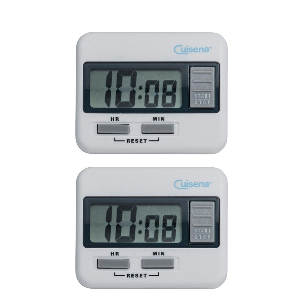 2x Cuisena 20-Hour Plastic Digital Timer Kitchen Baking/Cooking Alarm Beeper WHT