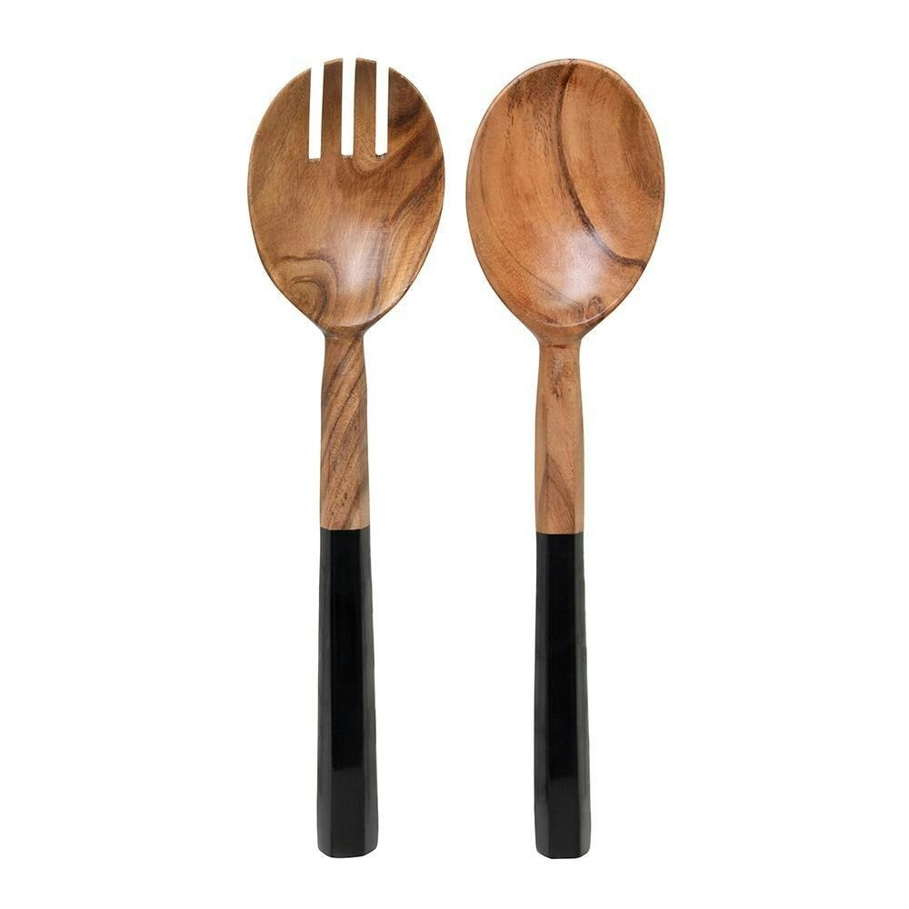 J.Elliot 30cm Wooden Zowie Salad Servers Home/Kitchen/Dining/Food Natural/Black