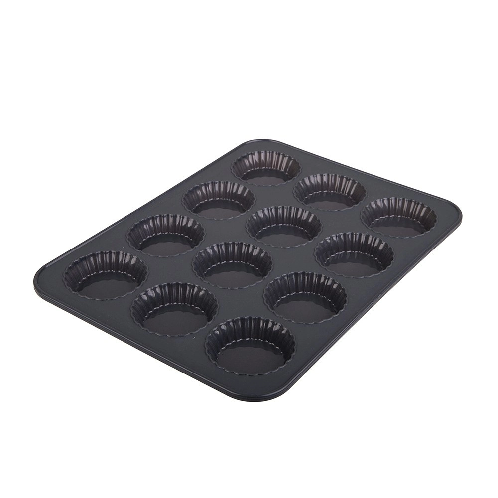 Daily Bake Non Stick Silicone 12 Cup Mini Quiche Pan Steel Frame Baking Mould CH