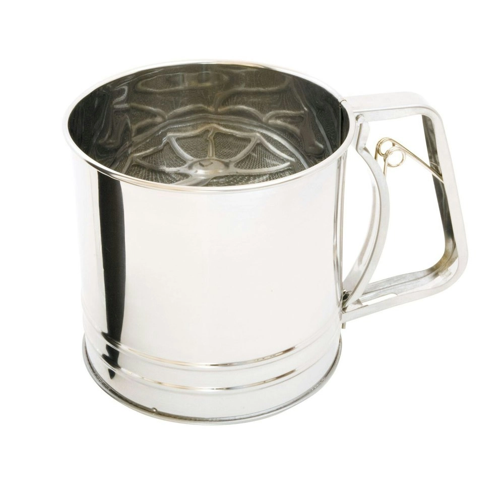 Cuisena Baking Stainless Steel 5-Cup 1.25L Flour Sifter w/ Squeeze Handle Silver