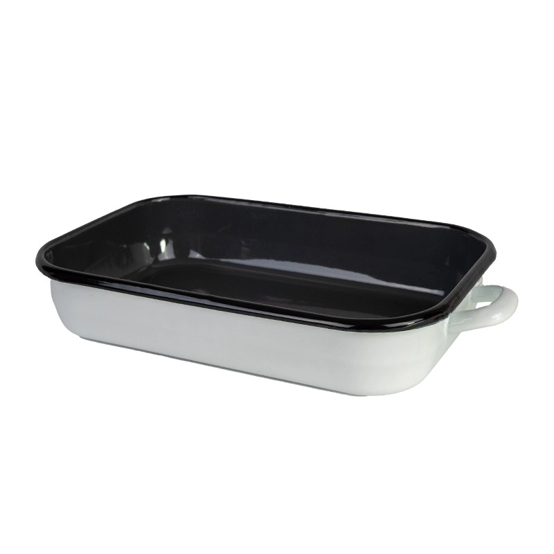 Urban Style Enamelware 3.4L Baking/Serving Dish w/ Black Rim White/Charcoal