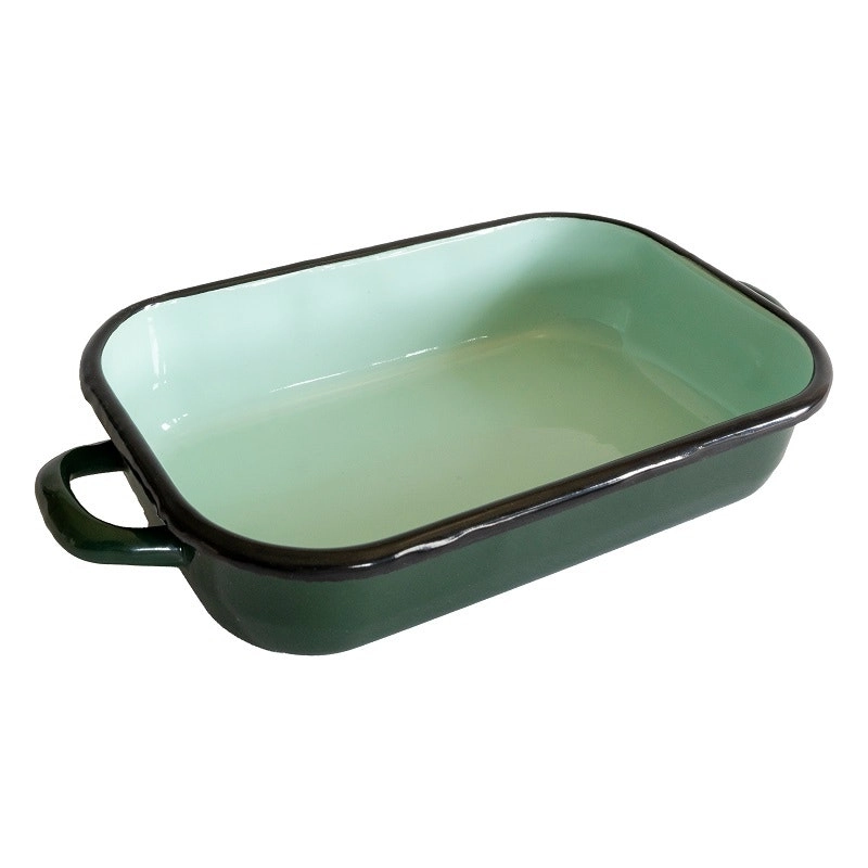 Urban Style 26cm Enamel Baking Dish Rectangle Roasting Tray Oven Bakeware Green