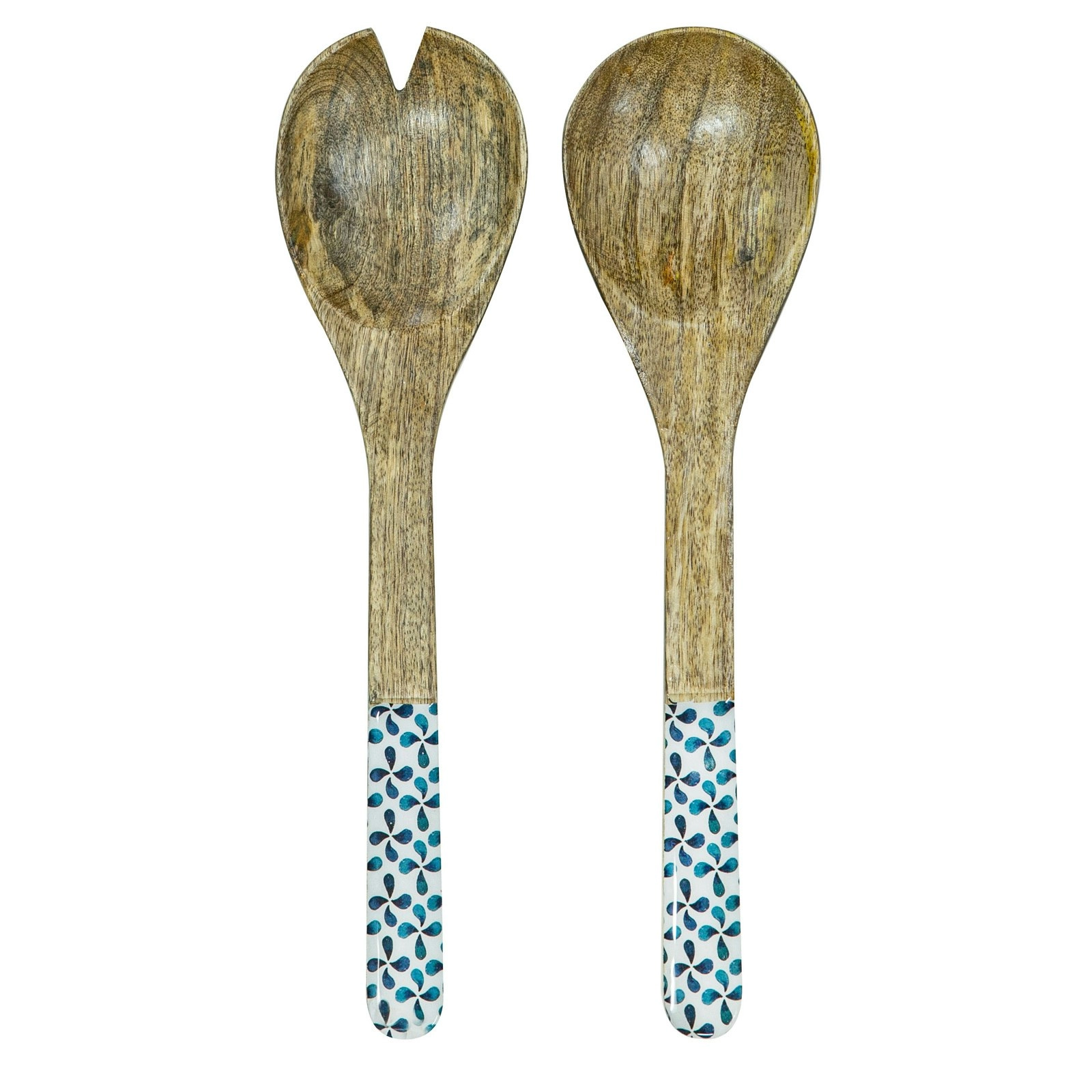 Ladelle Mackay Mango Wood Hand Painted Enamel Salad Servers Tropical 30x7x2cm