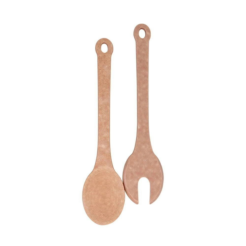 2pc Eco Basics 30.5cm Wooden Spoon & Fork Salad Set Serving Utensils Natural