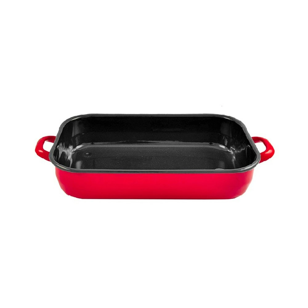 Urban Style Enamelware 4.8L Induction Oven Baking Dish Rectangle w/ Handles Red