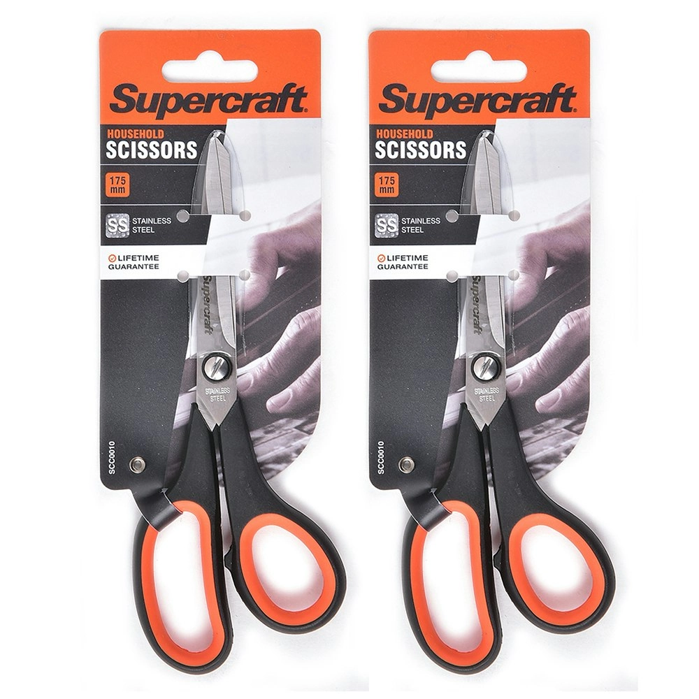 2x Supercraft General Purpose Heavy Duty Home Scissors Stainless Steel 175mm