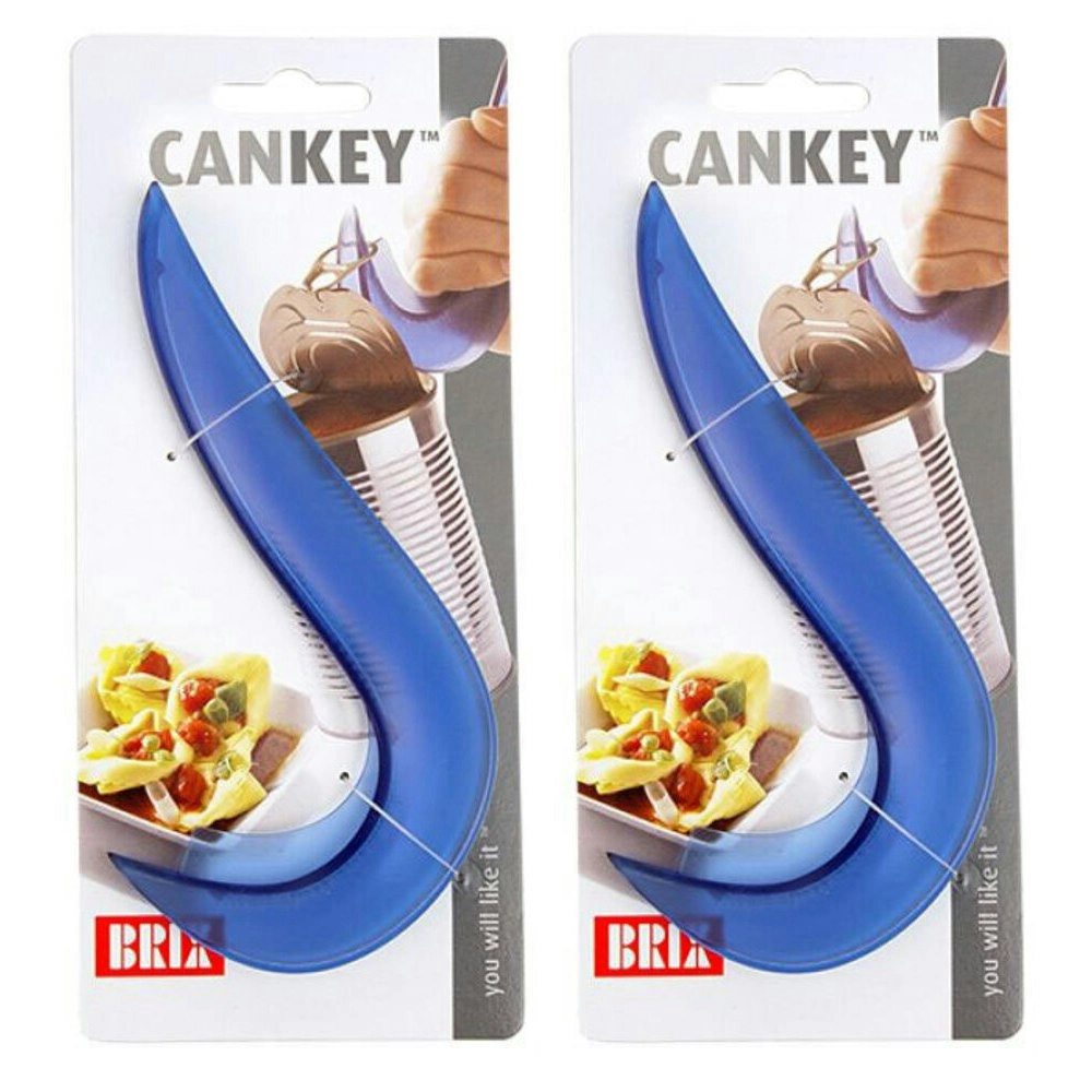 2x Brix Cankey Kitchen Easy Ring Pull Plastic Can/Tin Opener/Lid Remover Blue