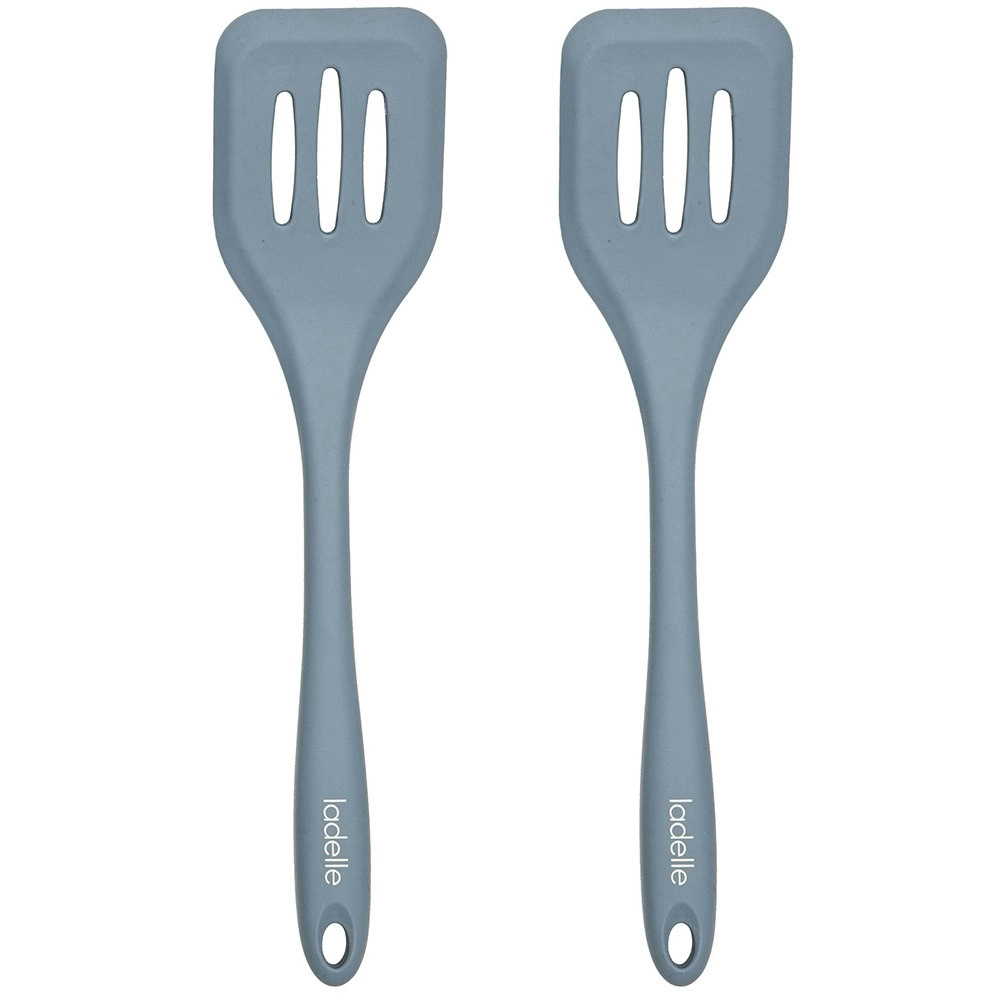 2x Ladelle Craft Blue Silicone Kitchenware Slotted Turner Serving Utensil