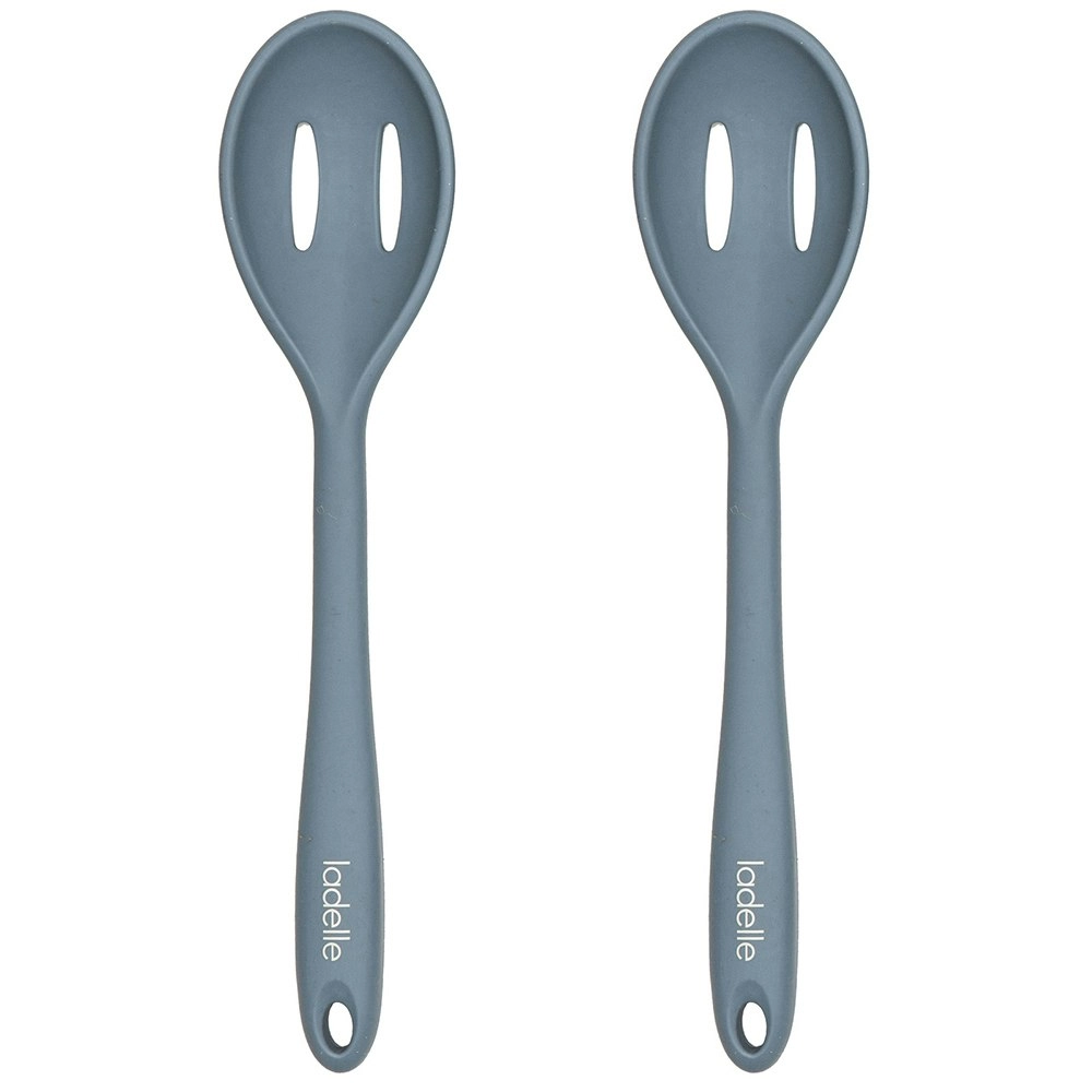 2x Ladelle Craft Blue Kitchenware Silicone Slotted Spoon Cooking/Serving Utensil