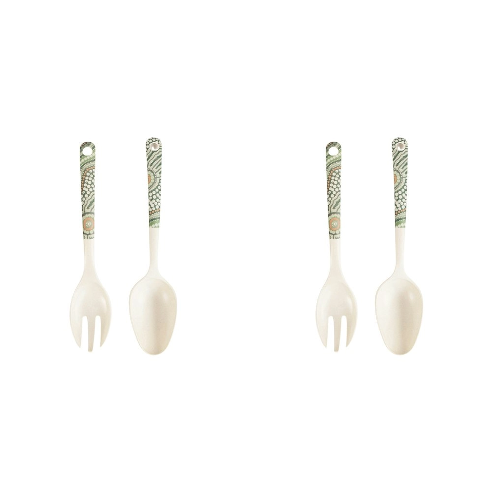 2x 2pc Urban ES Journey 24cm Bamboo Fibre Spoon/Fork Salad Servers Utensil Set