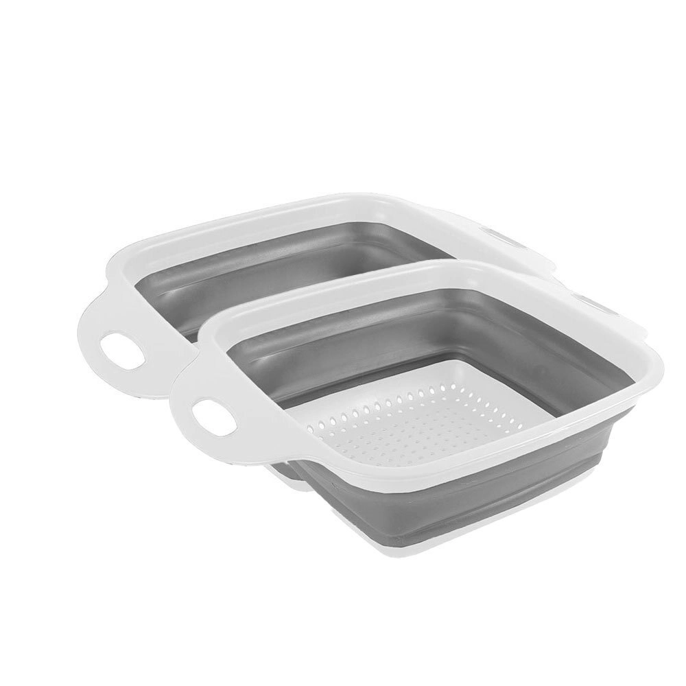 2x Kemasi Collapsible Kitchen Cooking Colander Food Strainer Rectangular 28x22cm