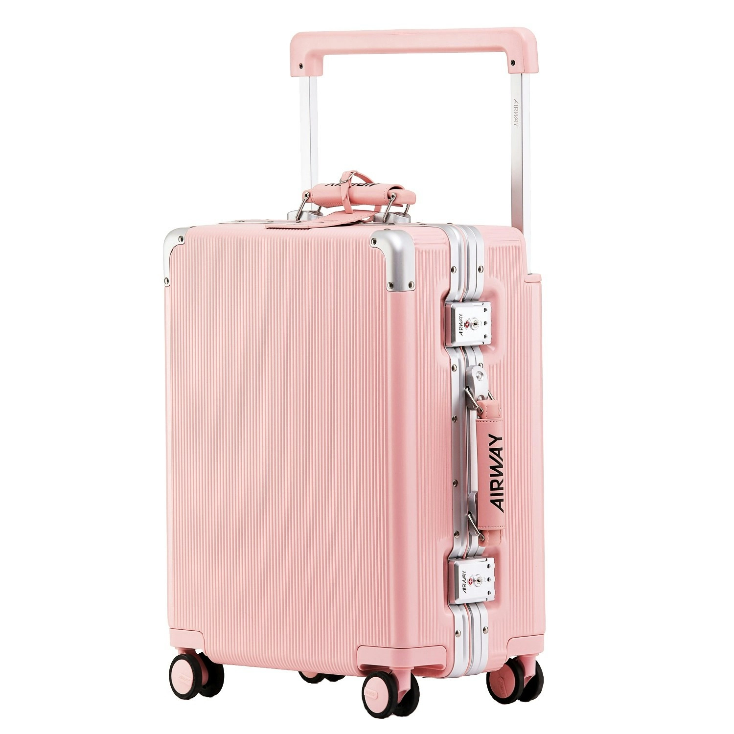 Airway Titan Carry - Aluminium Frame Suitcase Carry-On Luggage 20 Inch Pink