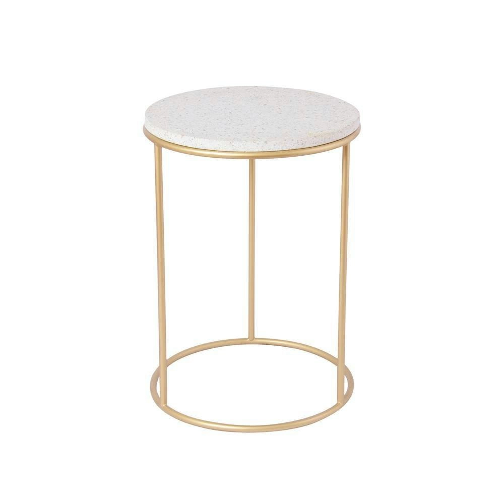 J.Elliot Jonah 45x61cm Iron Terrazzo Side Table Living/Bedroom Furniture Gold