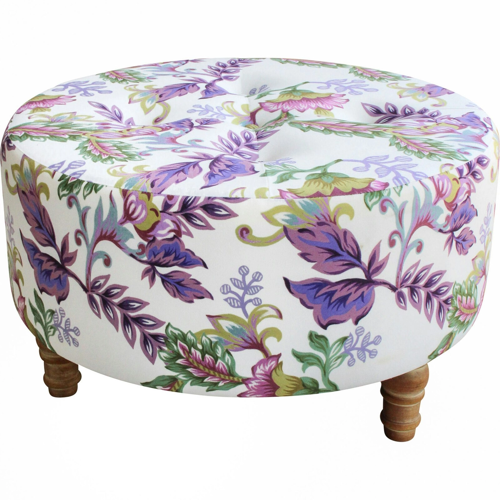 Velvet/Wood/MDF 36x61.5cm Ottoman Home Footstool Furniture Round Watercolour