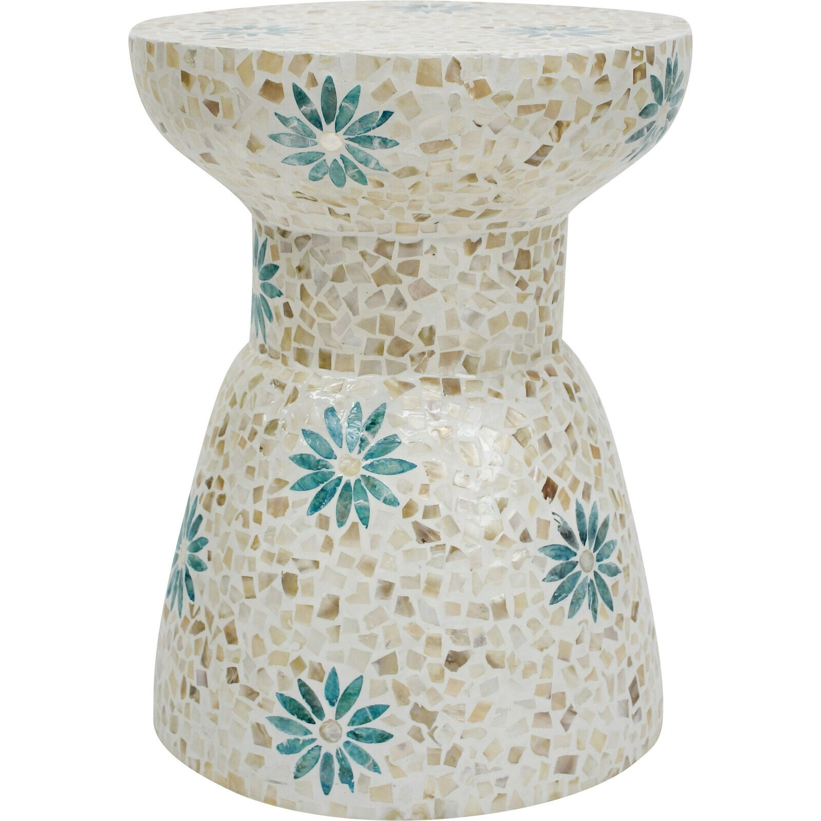 Daisy Pop Capiz Shell/MDF 35x47cm Table/Stool Home Decor Accent Furniture Round