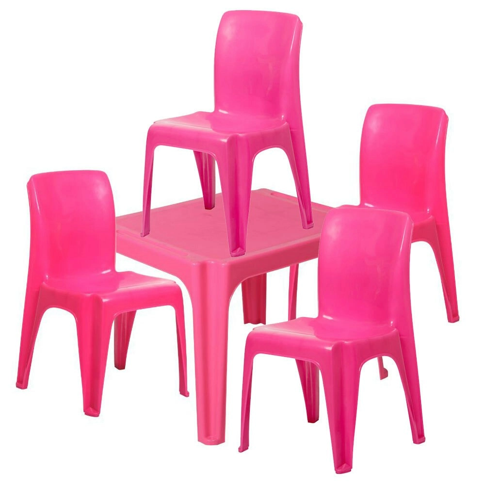 Tuff Play Kids Tinker Table w/ 4x Chairs Furniture Set Indoor/Outdoor 2-6y Pink