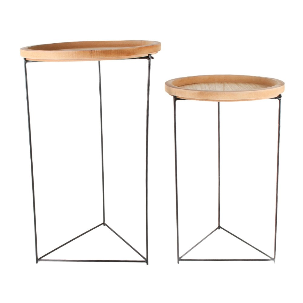 2pc Maine & Crawford Ardano 57x35cm Wood/Metal Side Table Home Furniture Black